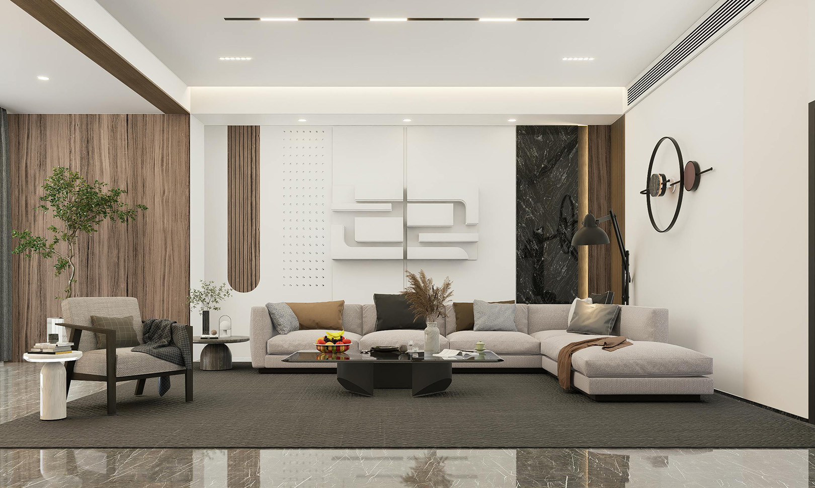 Elegant smart living suite interior for contemporary city lifestyle